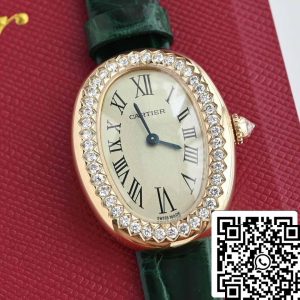Cartier Lady Baignoire 23.9mm WJBA0038 1:1 Best Edition 18k Real gold and diamonds Green Strap